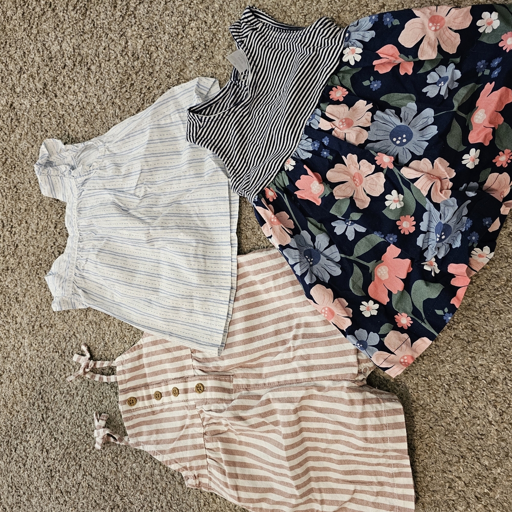Baby Dress, Romper And Shirt Set